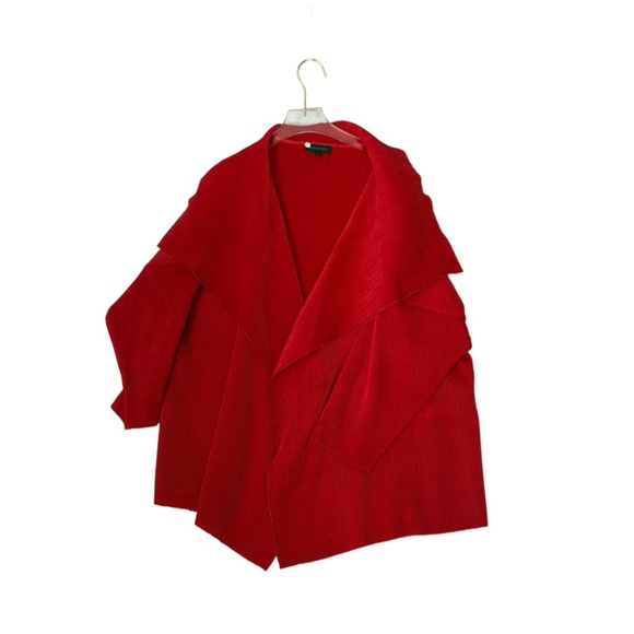 Adolfo Domínguez Pleated beautifully Oversized Collar RED women's Light Cardigan - Picture 5 of 15